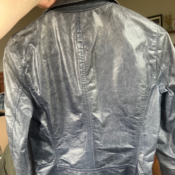 NWOT M0851 Women’s Blue Grey Leather Jacket - Picture 6 of 9